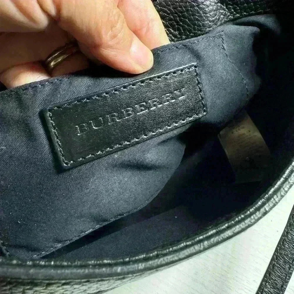 BURBERRY Haymarket Check MaydownCrossbody Bag Black - Picture 14 of 15